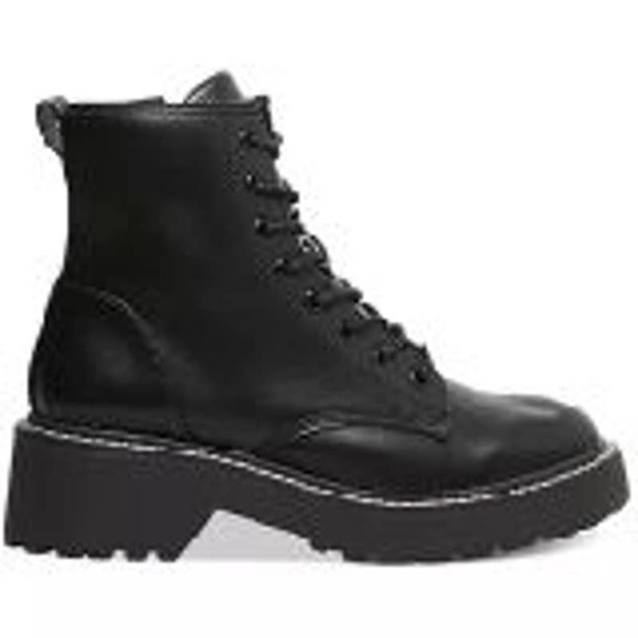Black Combat Boots Lace Up Comfort Cushion Sole Size 11 - Picture 2 of 10